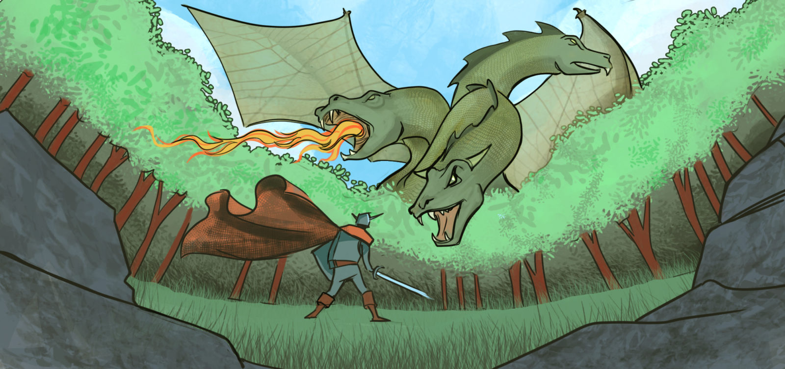 Illustration of a knight confronting a dragon in the snow | taking control of compliance
