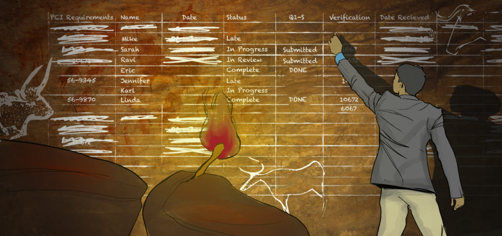 CISO writing on a cave