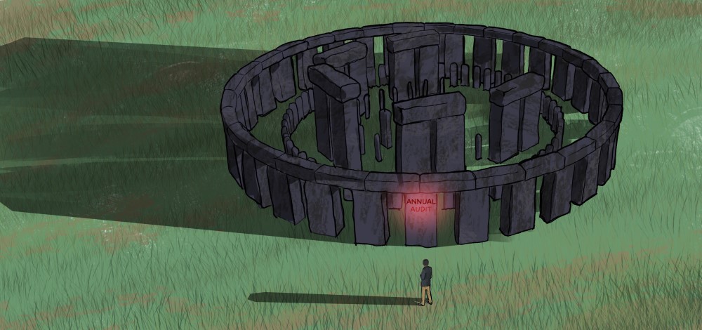 Cartoon image of Stonehenge | annual compliance audit