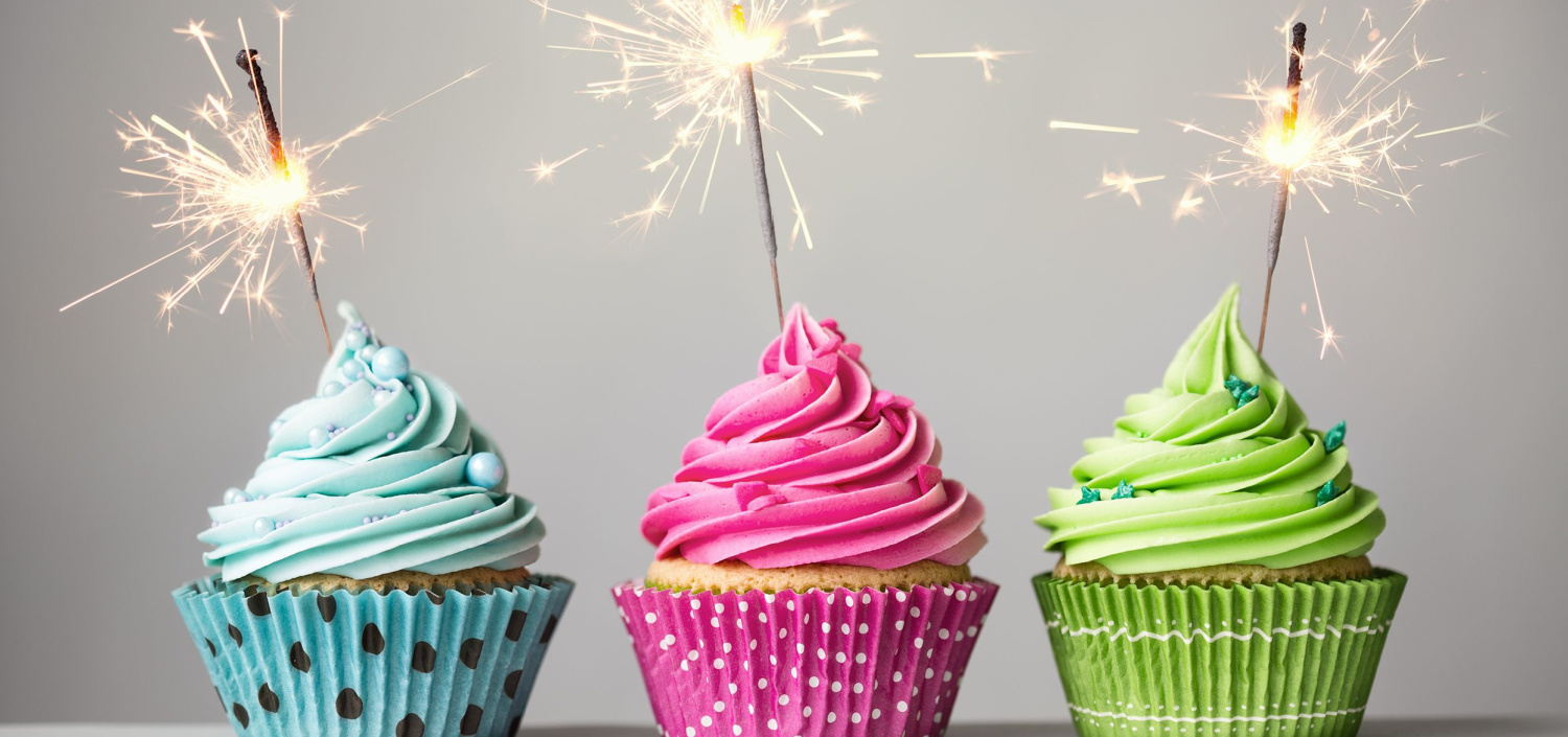 3 colorful cupcakes with sparklers | TCT Portal product release new features