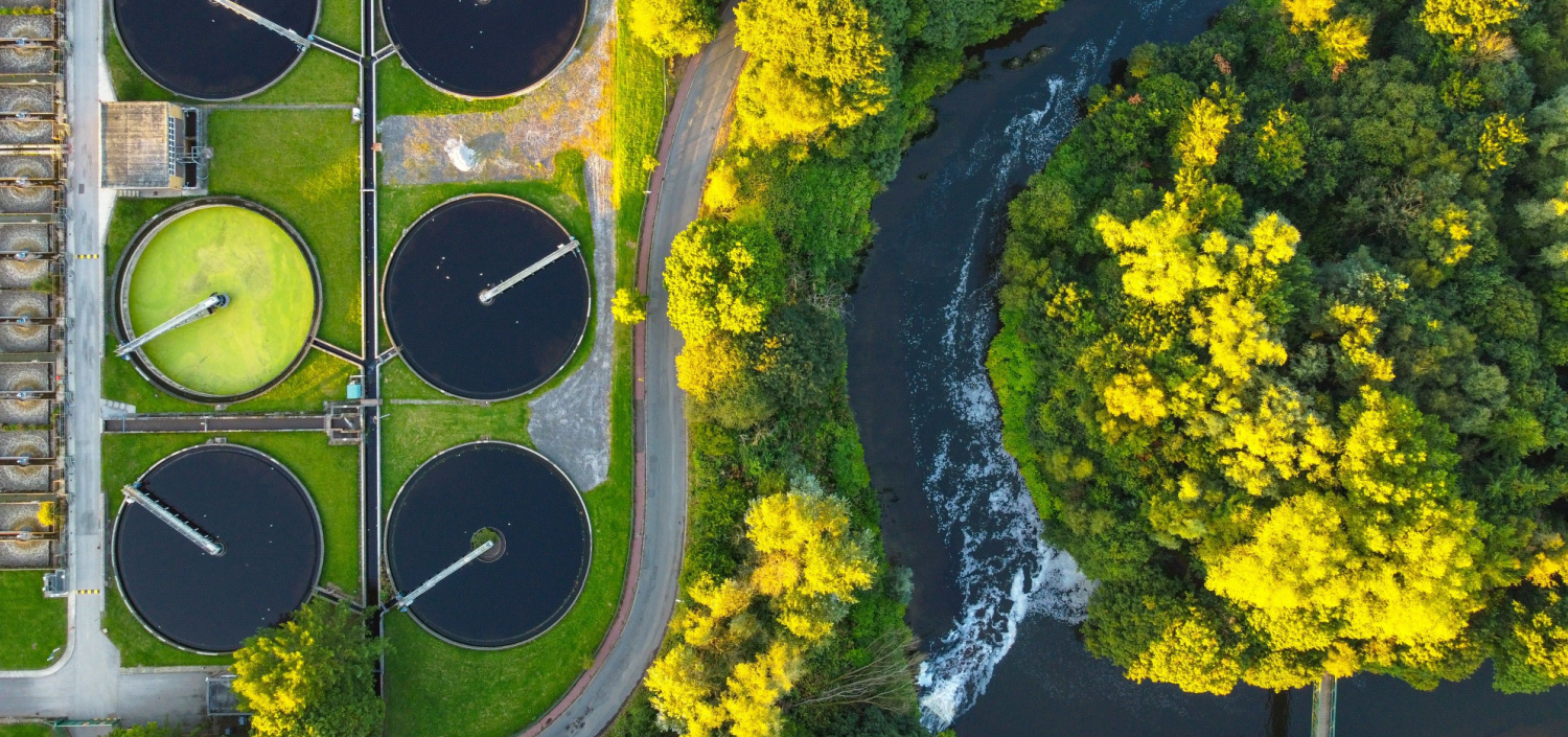 aerial view of a water treatment facility | Iran CyberAv3ngers cyberattack